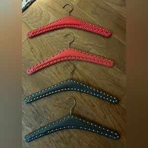 Vintage Studded Red and Black Leather Hangers Set